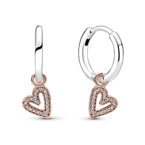 Aretes Tipo Argolla - Corazón Rosa