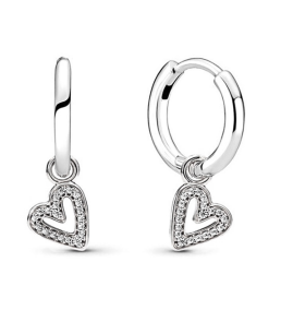 Aretes Tipo Argolla - Corazón Plateado