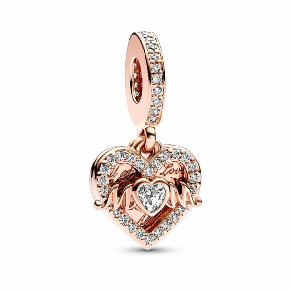 Charm / Dije - Corazón MOM Cristal Oro Rosa