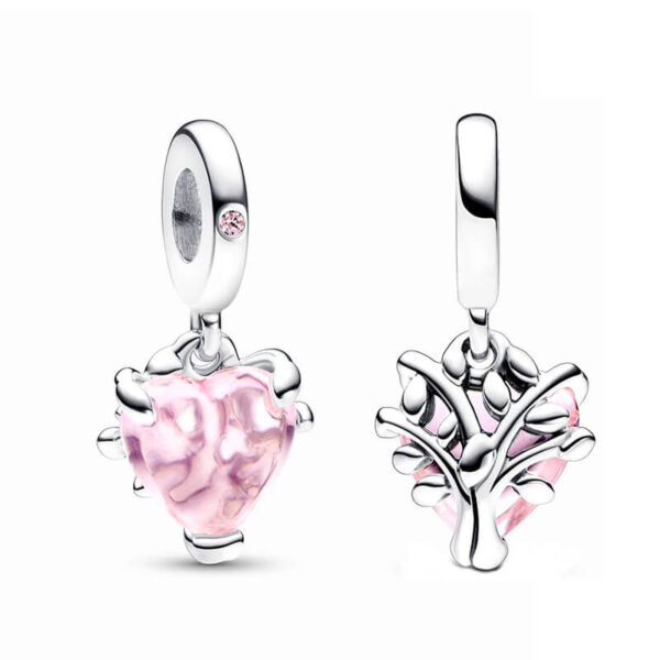 Charm / Dije - Corazón Rosa Árbol