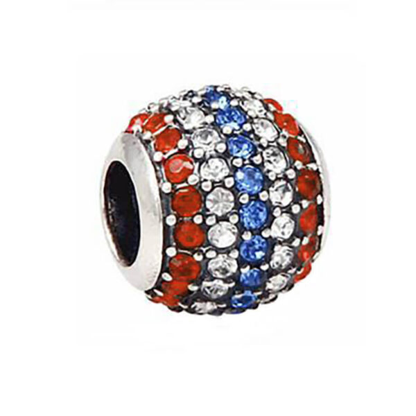 Charm / Dije - Esfera Brillos Azul y Rojo