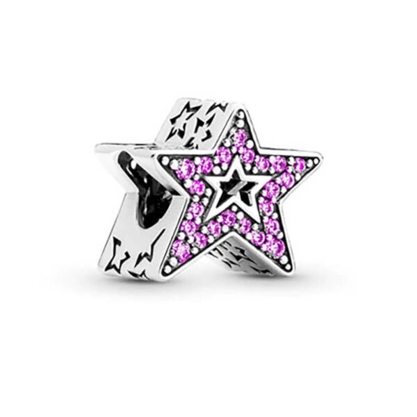 Charm / Dije - Estrella Brillos Fucsia