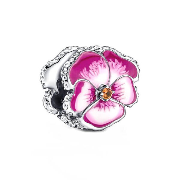 Charm / Dije - Flor Pensamiento Rosa