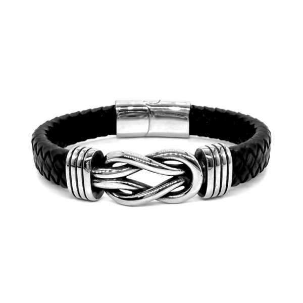 Pulsera Cuero Trenzado - Negro Entrelazada