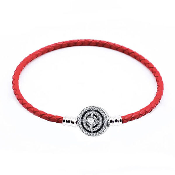 Pulsera Cuero Rojo Broche Puntos de Luz