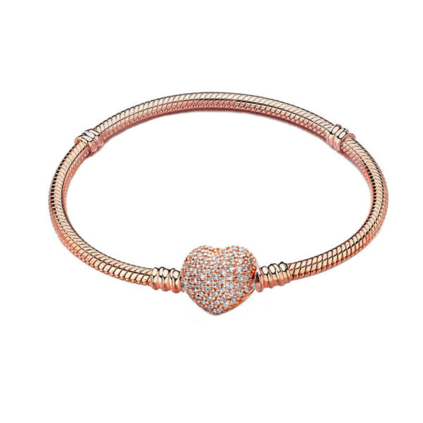 Pulsera Moments AAA Broche Corazón Brillos Rose