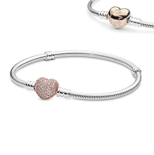 Pulsera Moments AAA Broche Corazón Brillos Rose