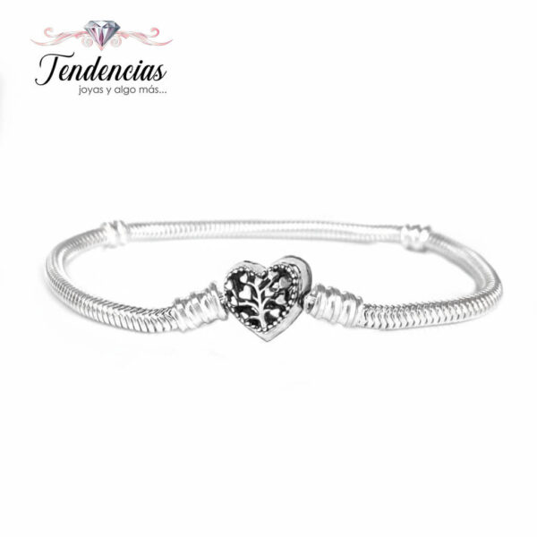 Pulsera Snake Plata 925 Broche Corazón Árbol Vida