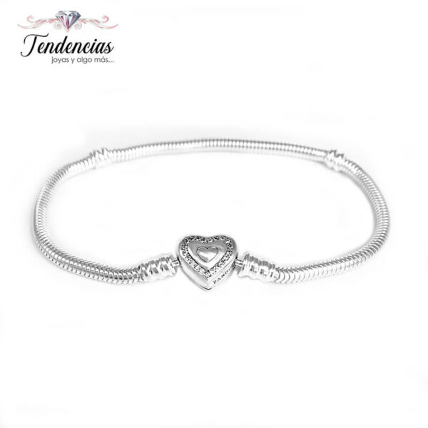 Pulsera Snake Plata 925 Broche Corazón Doble
