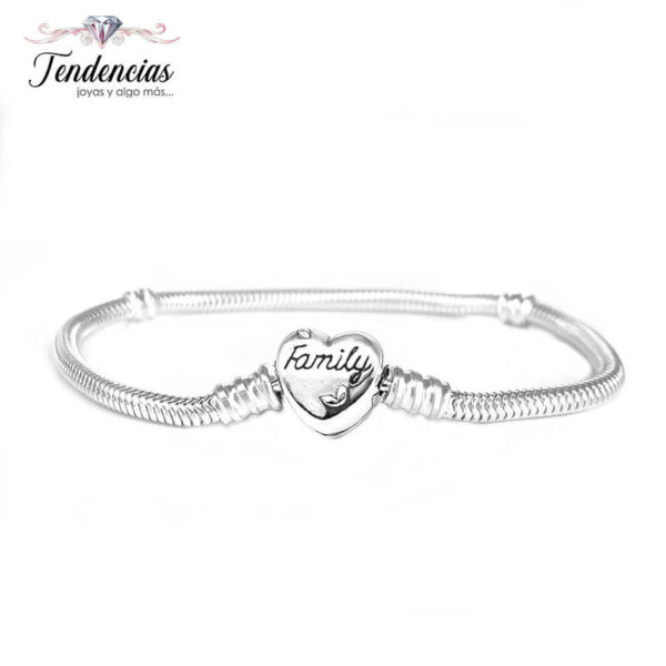 Pulsera Snake Plata 925 Broche Corazón Family