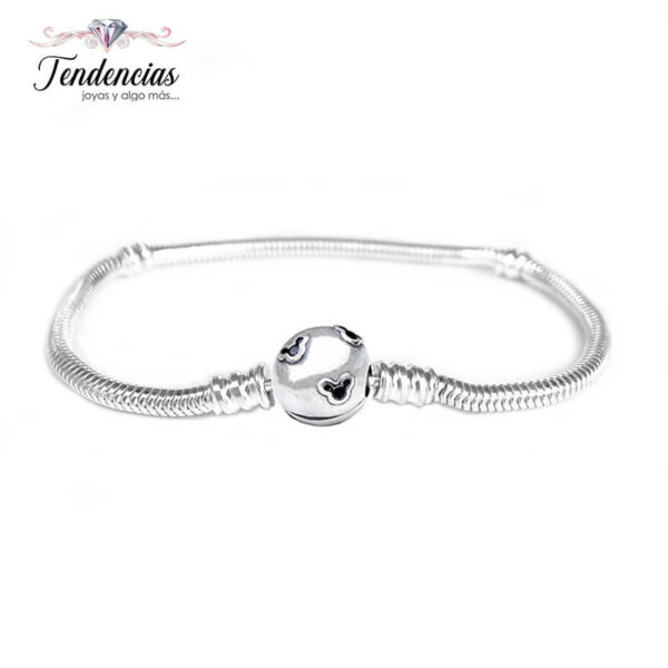 Pulsera Snake Plata 925 Broche Esfera Mickey