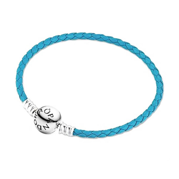 Pulsera Cuero Turquesa - Broche Esfera Clásica