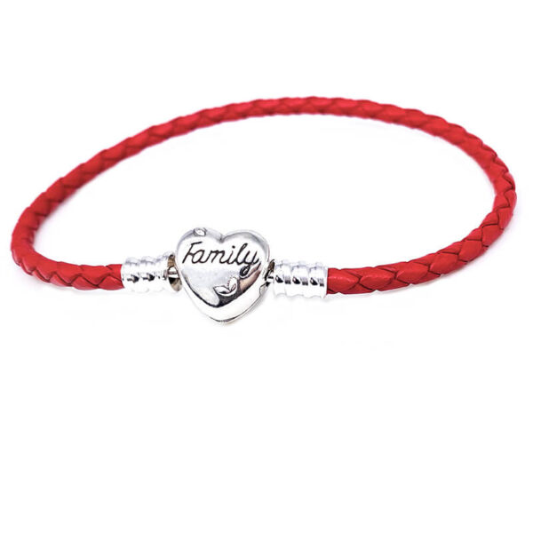 Pulsera Cuero Rojo Broche Árbol de la Familia