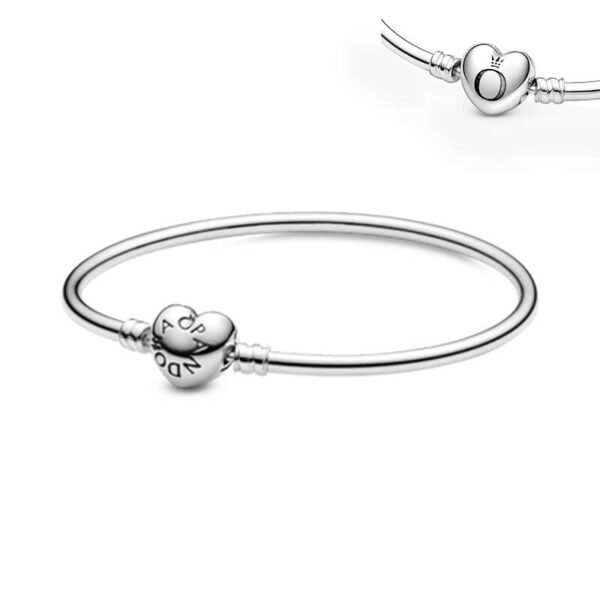 Pulsera Rígida Plata 925 Broche Corazón Signature