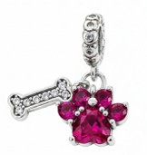 Charm / Dije - Huella Fucsia y Hueso
