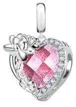 Charm / Dije Clip - Corazón Florecido Rosa