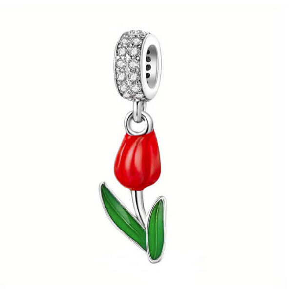 Charm / Dije - Flor Tulipán Rojo