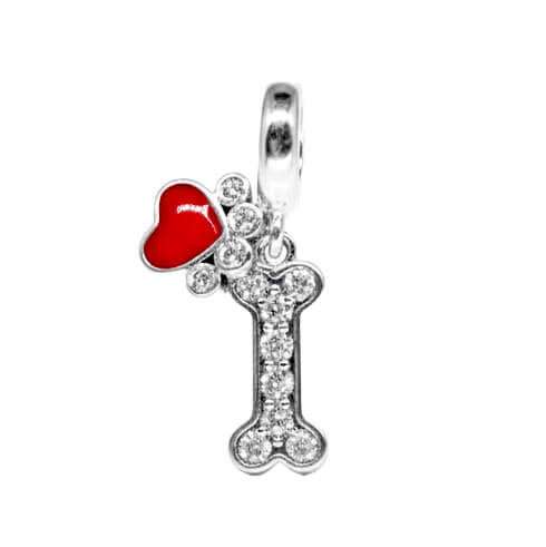 Charm / Dije - Hueso y Corazón Rojo