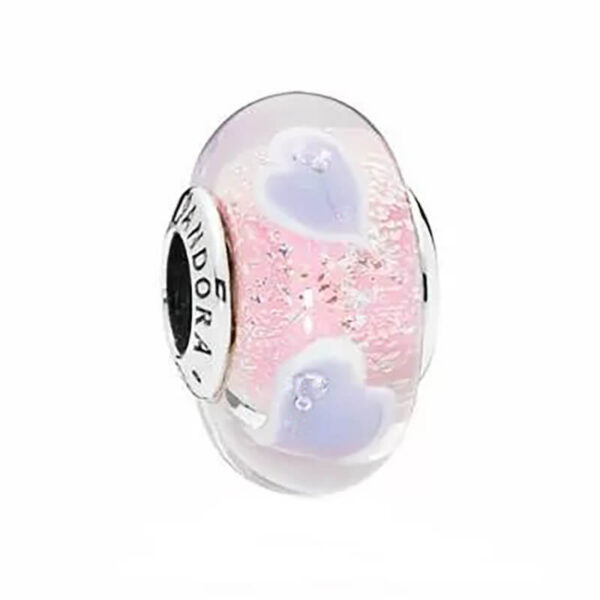 Charm / Dije - Murano Corazones Violetas