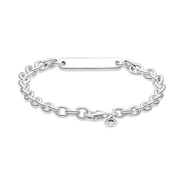 Pulsera Cadena Plata Barra Grabable